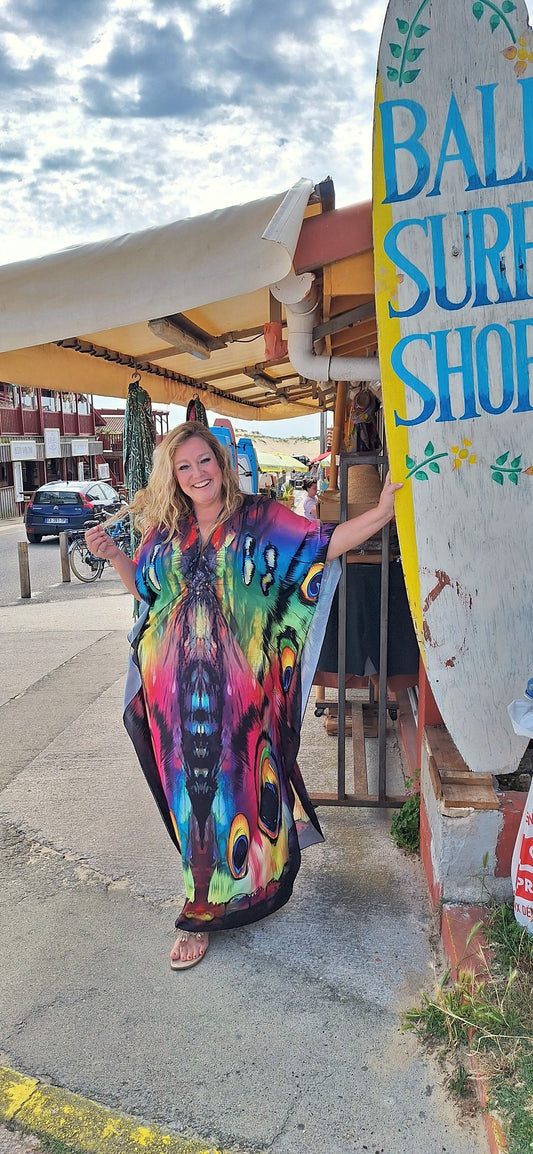 Gorgeous Plus Size Boho "Breezy Butterfly" Hippie Kaftan Beach Dress Cover Up