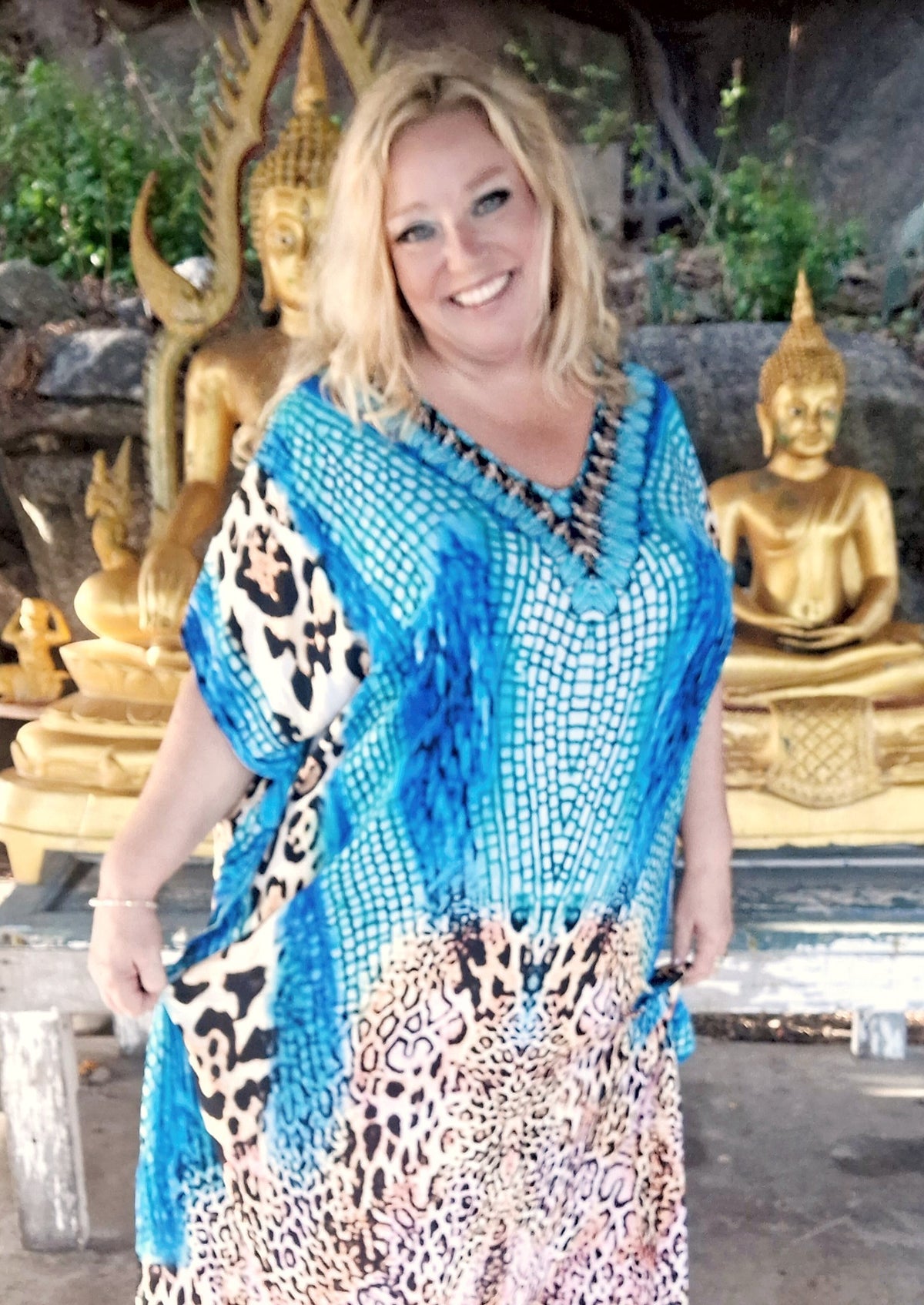 Plus Size Boho "Blue Pussycat" Sexy Hippie Kaftan Beach Dress Cover Up