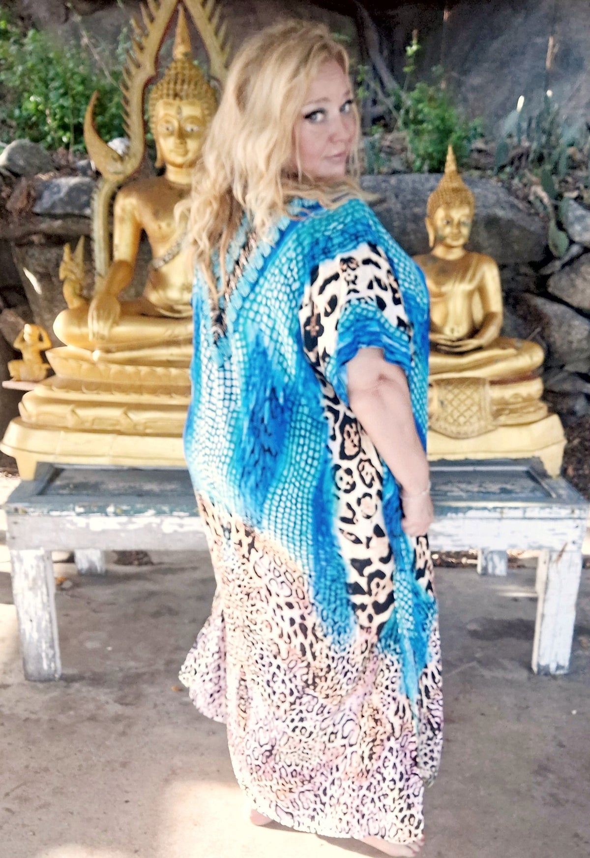 Plus Size Boho "Blue Pussycat" Sexy Hippie Kaftan Beach Dress Cover Up