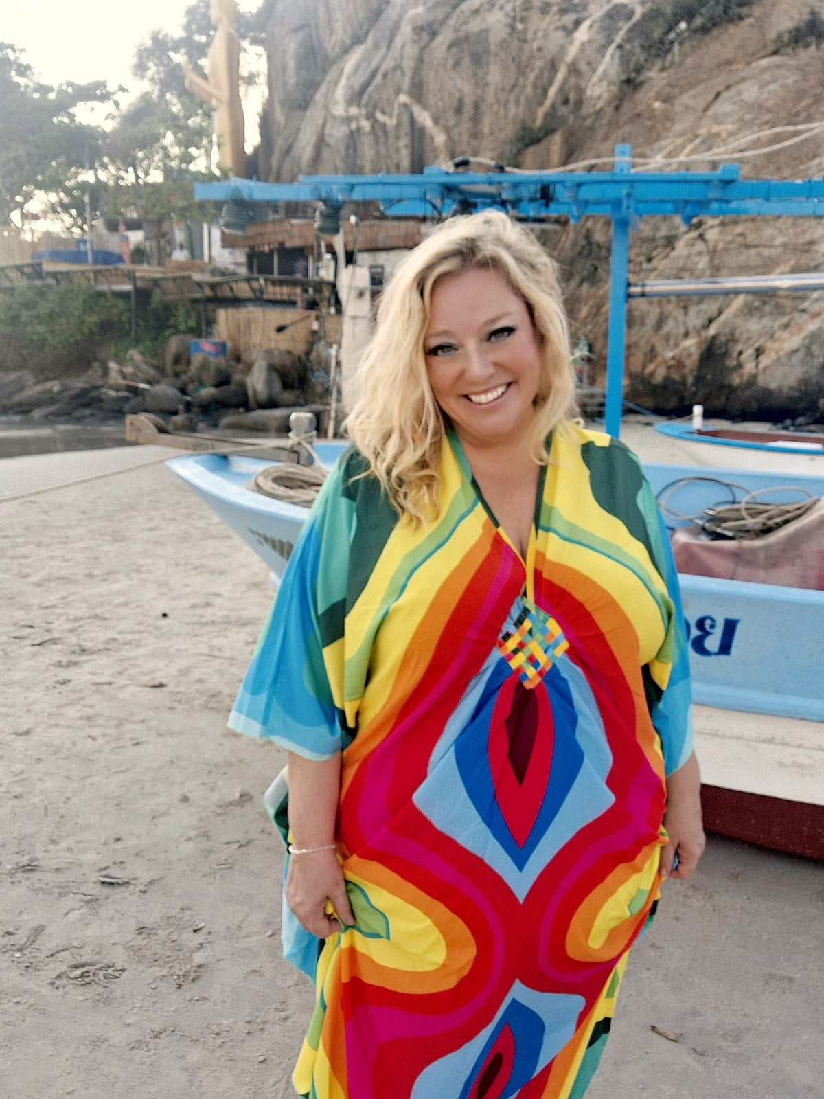 Gorgeous Plus Size Boho "Funky Sunshine" Hippie Kaftan Beach Dress Cover Up