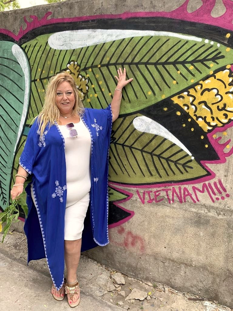 Plus Size Boho "Cobalt Cutie" Embroidered Hippie Kimono Beach Cover Up