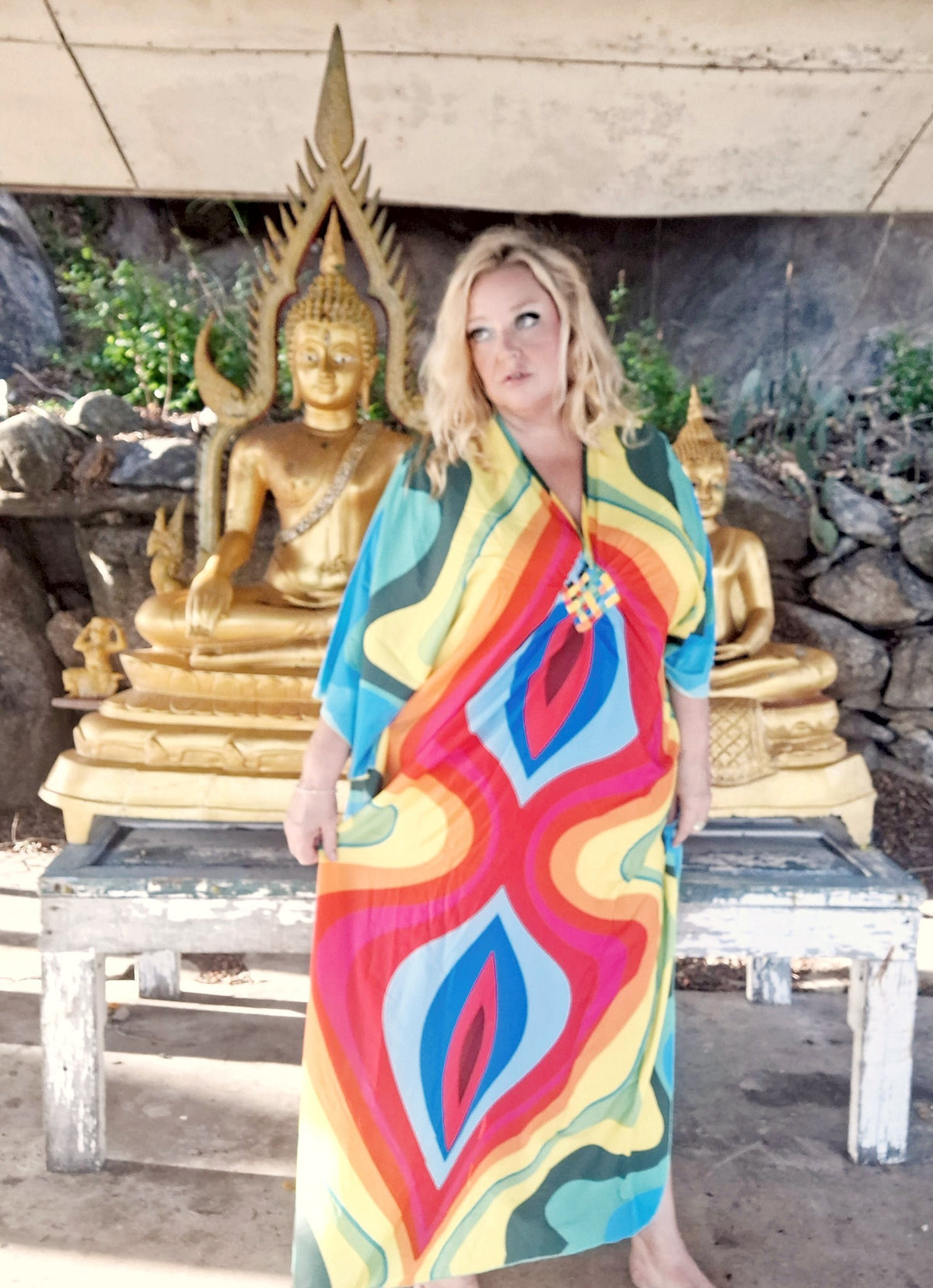 Gorgeous Plus Size Boho "Funky Sunshine" Hippie Kaftan Beach Dress Cover Up