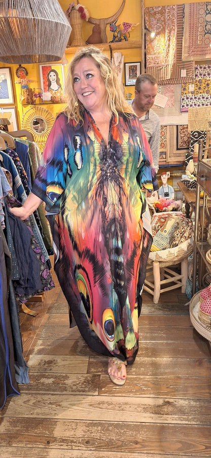 Gorgeous Plus Size Boho "Breezy Butterfly" Hippie Kaftan Beach Dress Cover Up