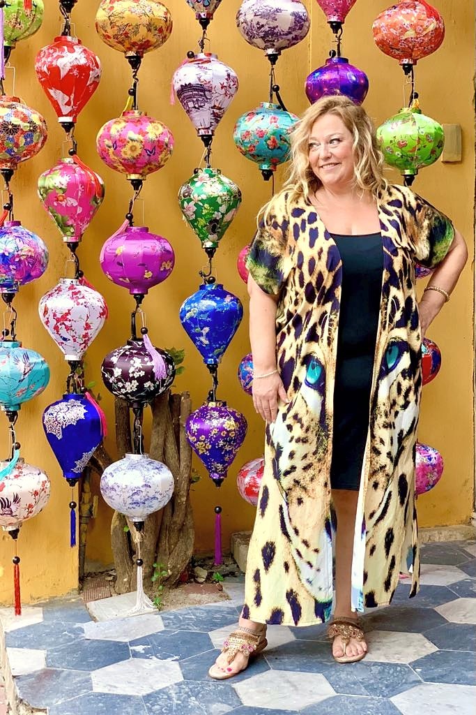 Plus Size Boho Sexy "Cat’s Eyes" Animal Print Hippie Kimono Beach Cover Up