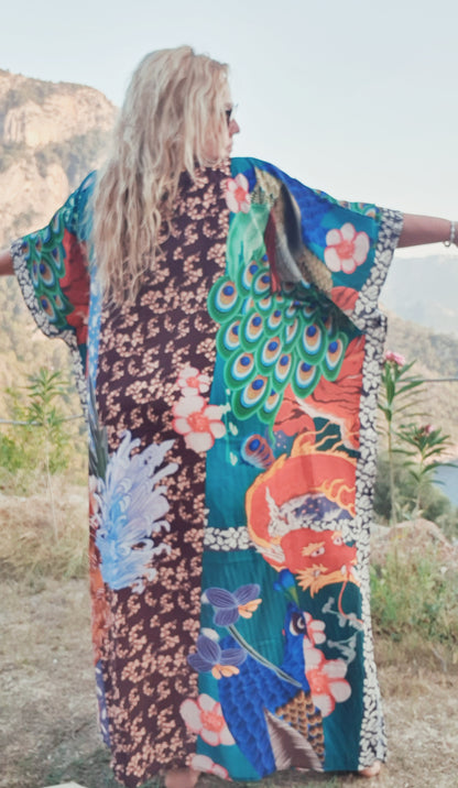 plus size boho hippie daisy dragaon kimono