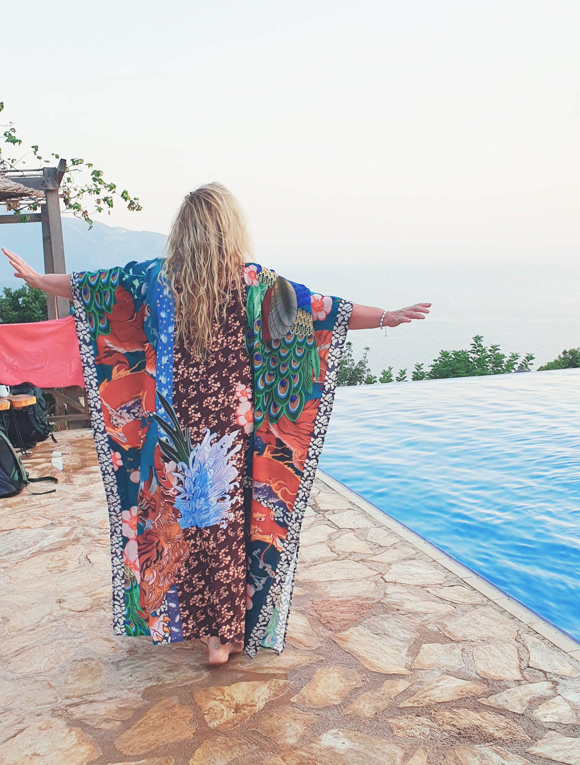 plus size boho hippie daisy dragaon kimono