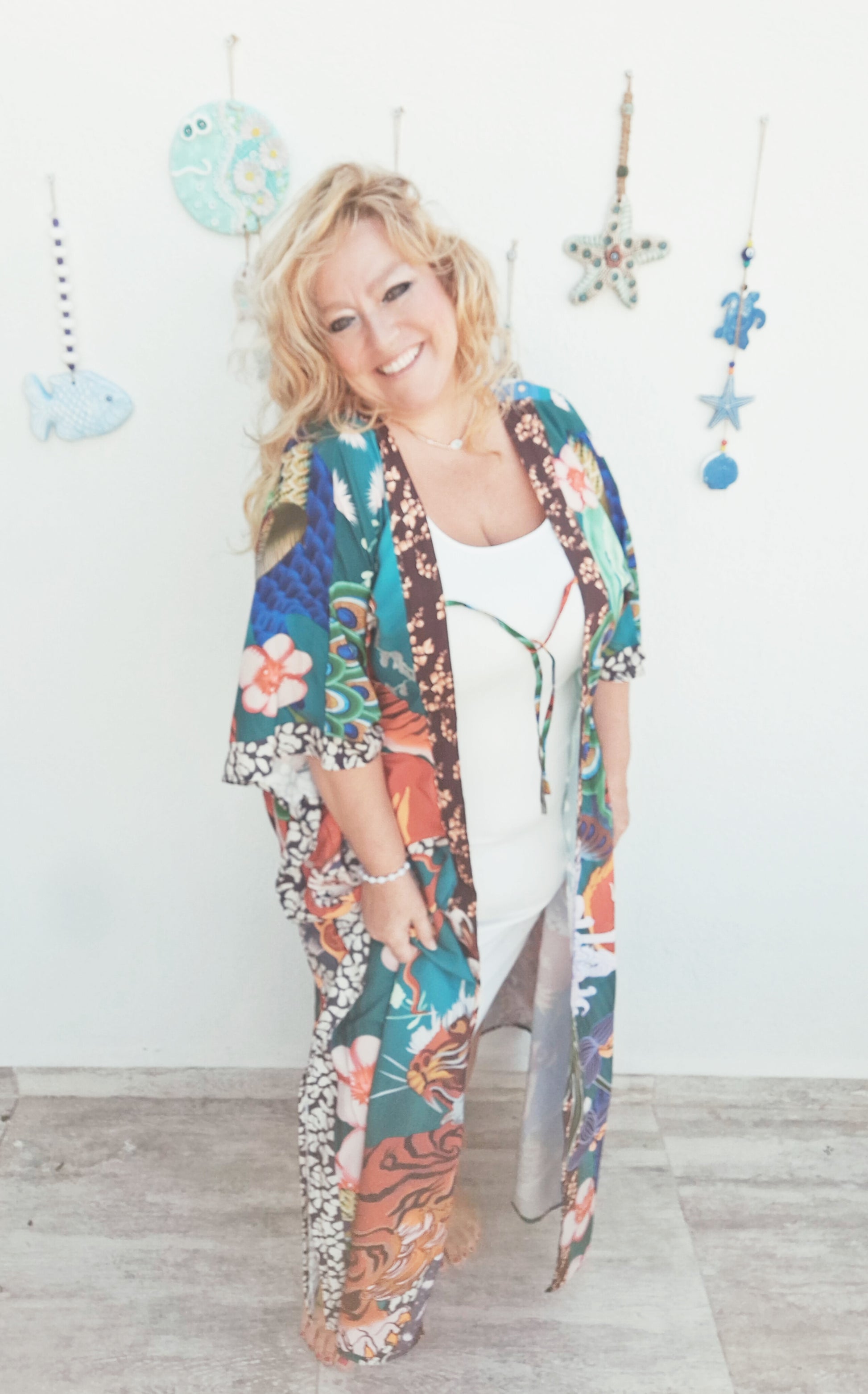 plus size boho hippie daisy dragaon kimono