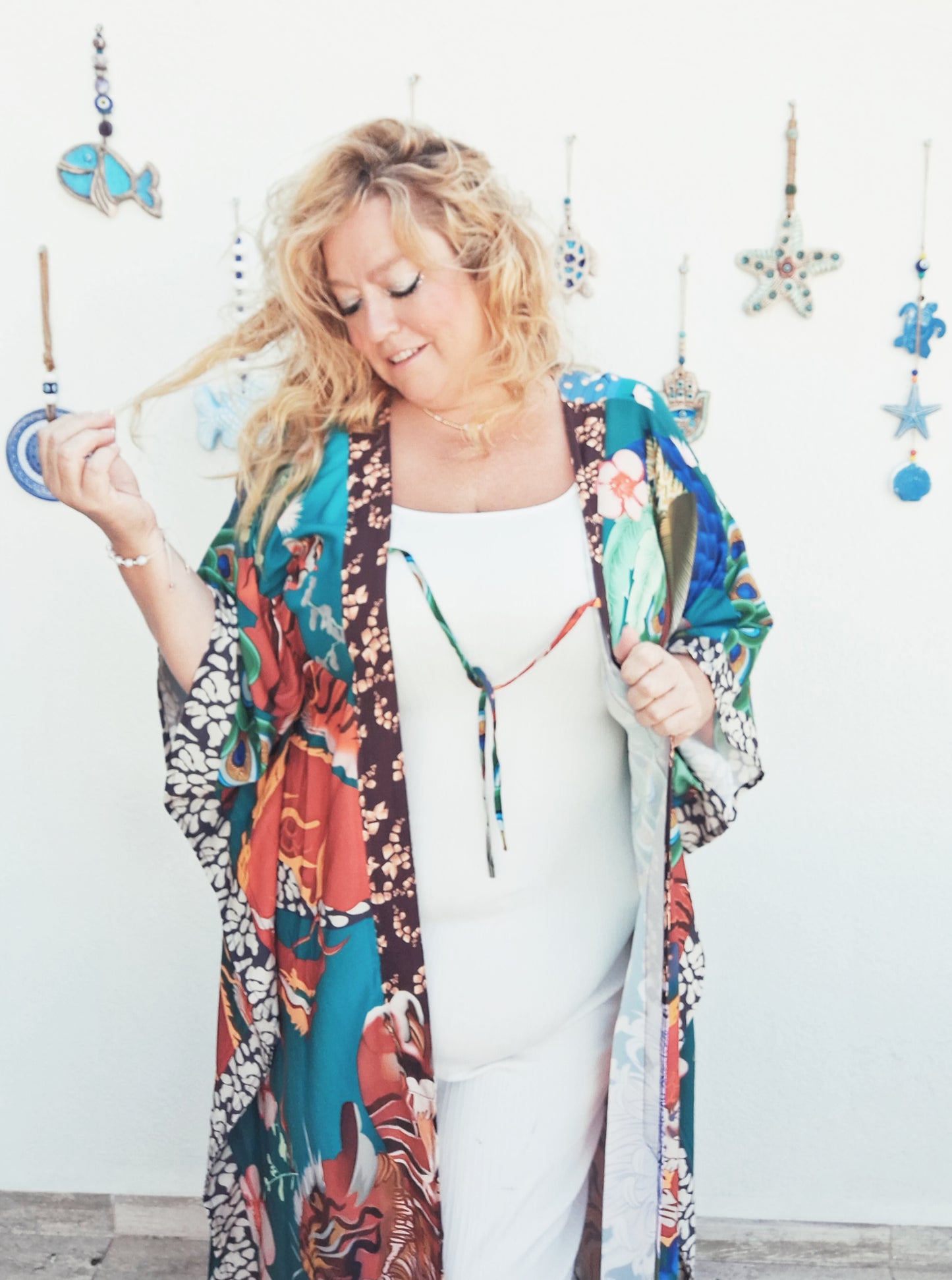 plus size boho hippie daisy dragaon kimono