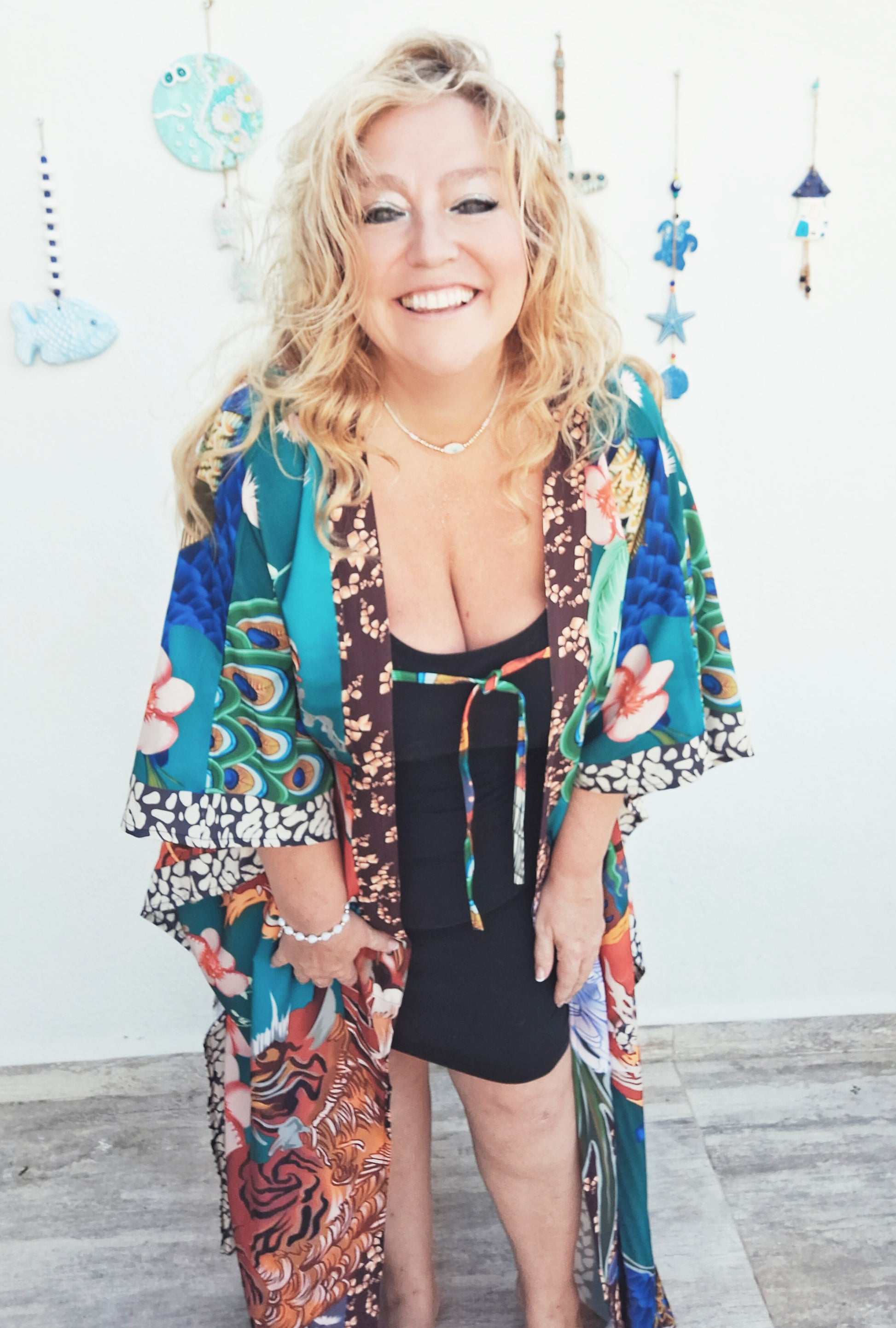 plus size boho hippie daisy dragaon kimono