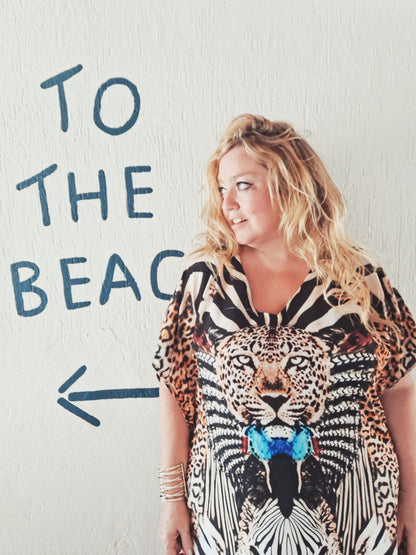 plus size boho hippie kaftan leopard