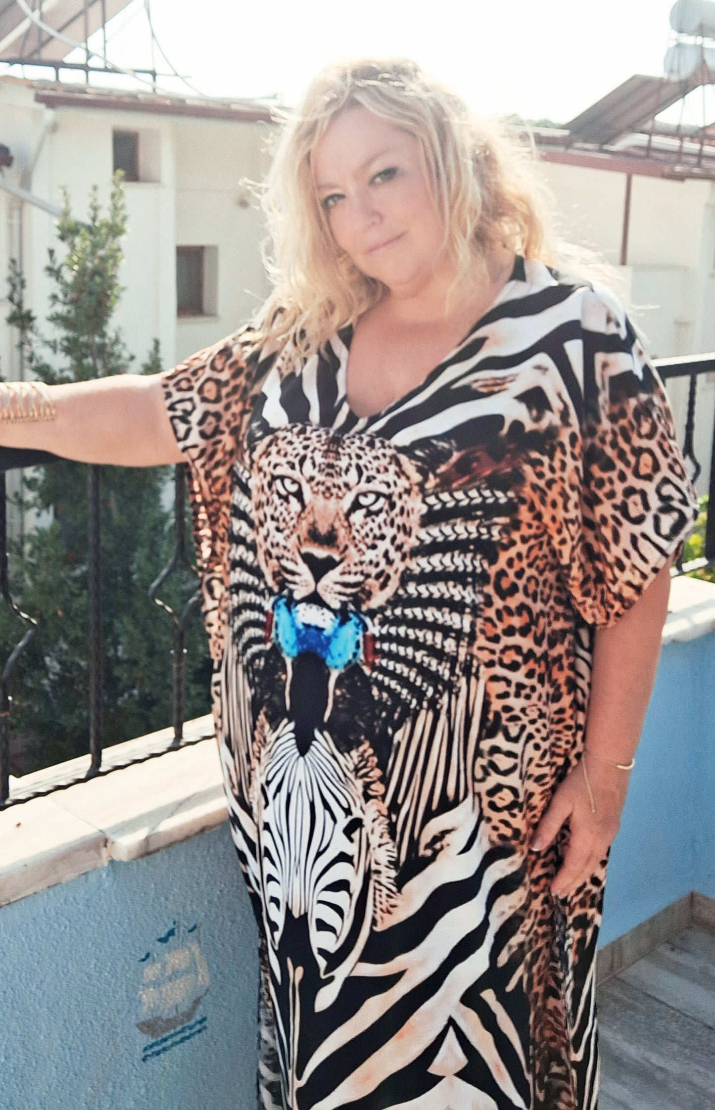 plus size boho hippie kaftan leopard