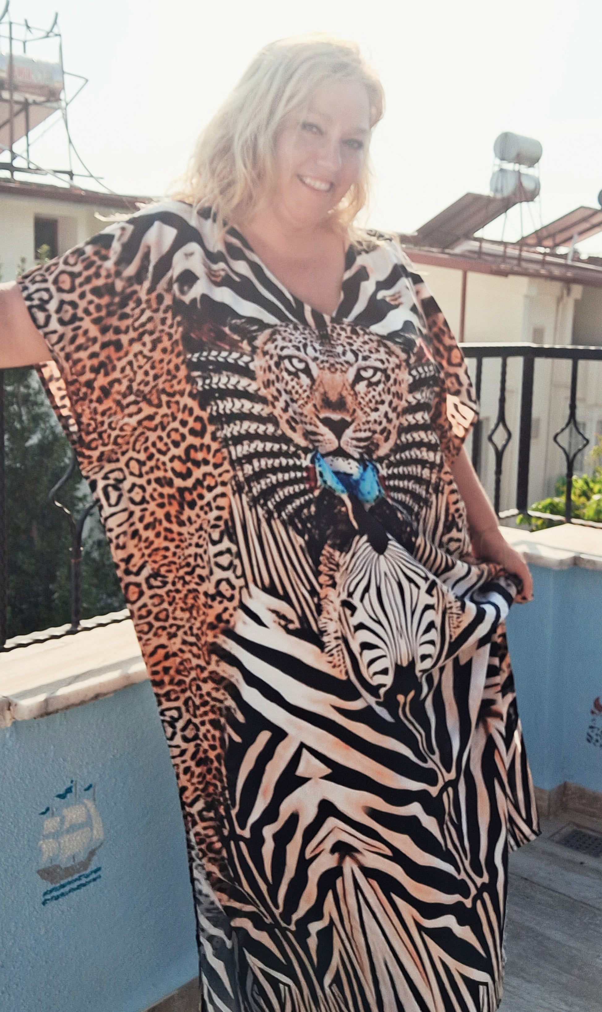 plus size boho hippie kaftan leopard